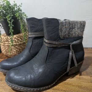 Rieker Scene‎ Womens Casual Ankle Boots Blue And Gray Size 38/7.5